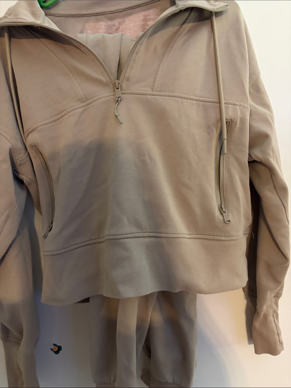 Womens Beige Half-Zip Pullover Jacket - Picture 3 of 6